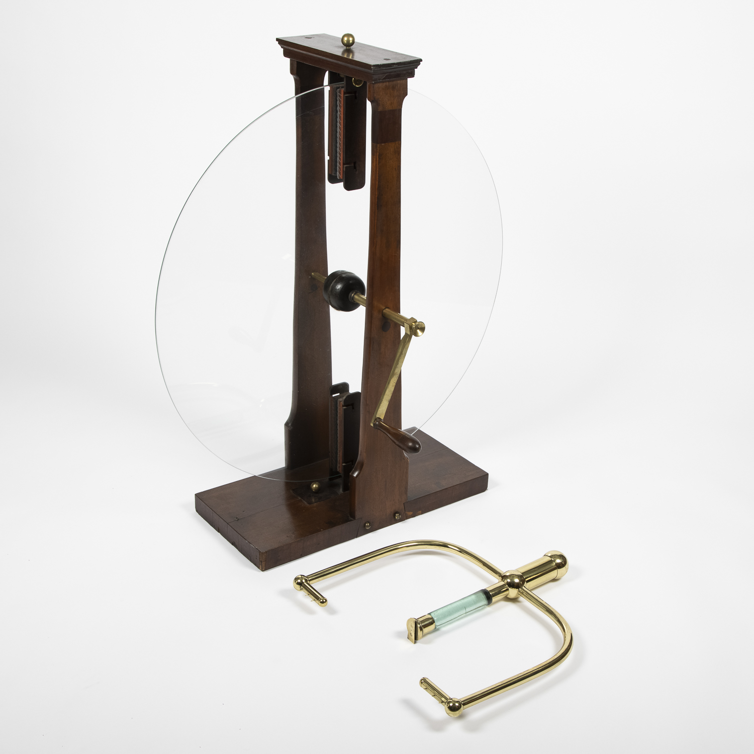 Ramsden type friction plate electrostatic generator with collector
