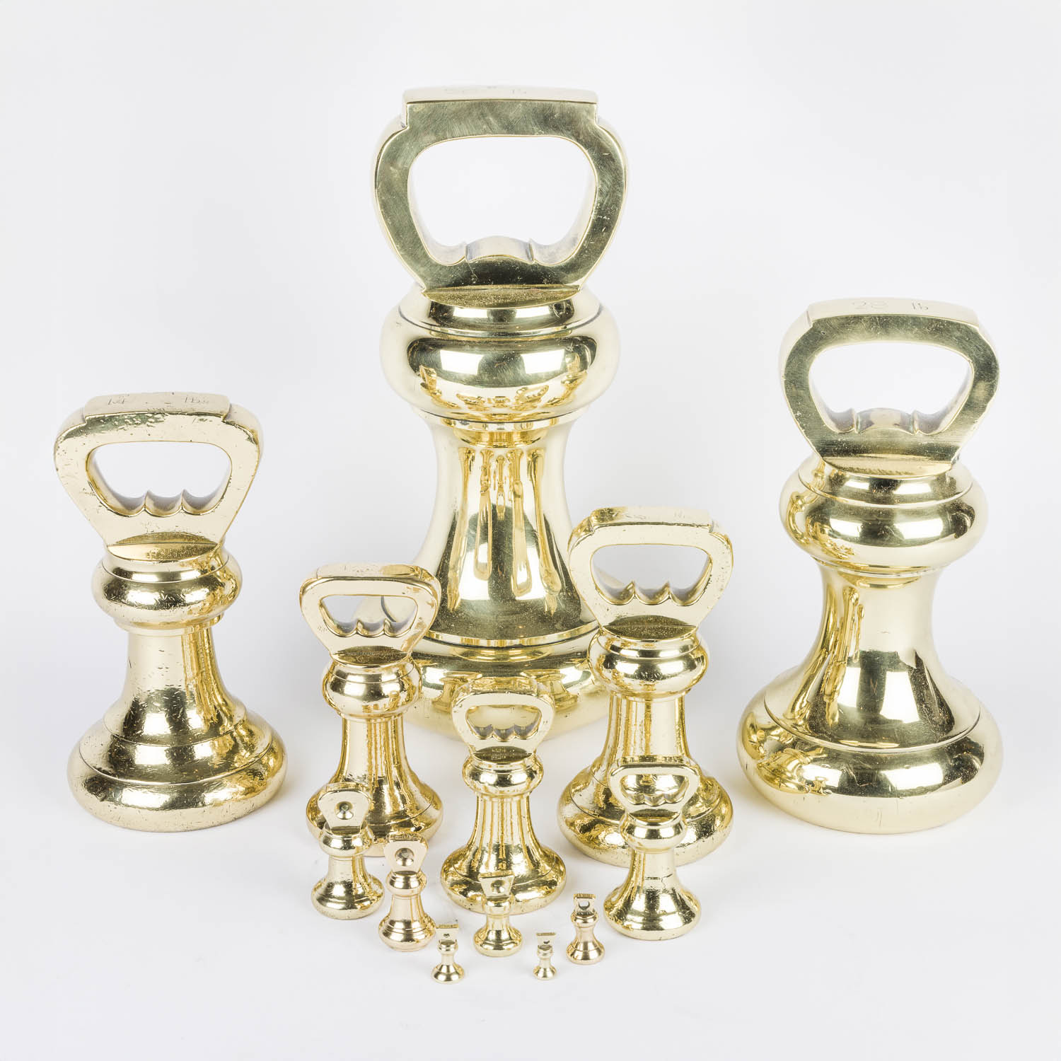 13 bronze Victorian imperial standard weights