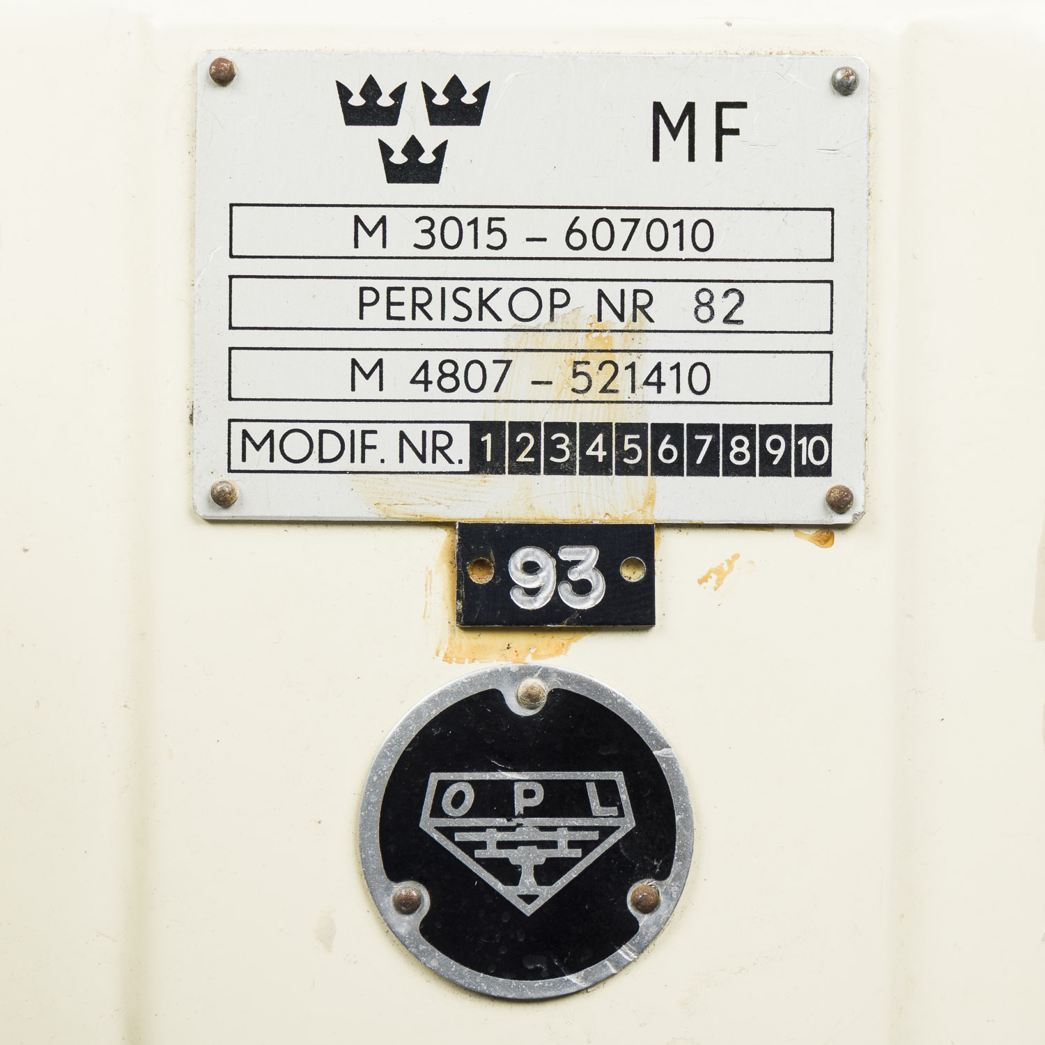 Periscope by OPL data plate 