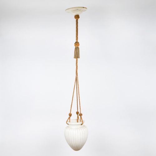 carved white alabaster hanging light